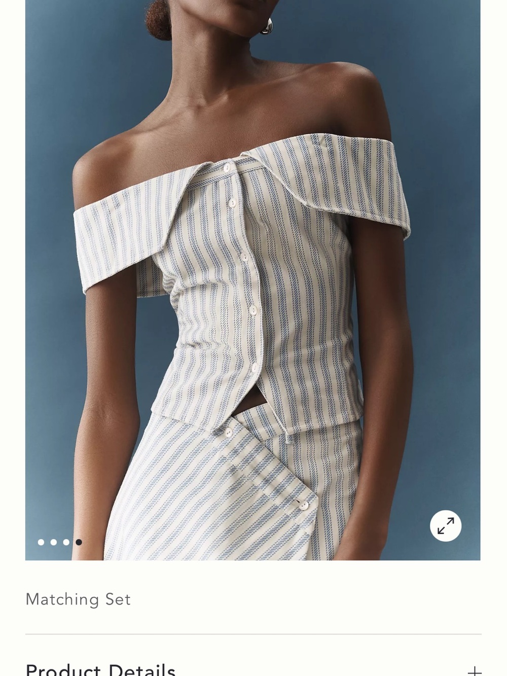Anthropologie Muse Assembly Off-Shoulder Top in Blue and White Stripes
